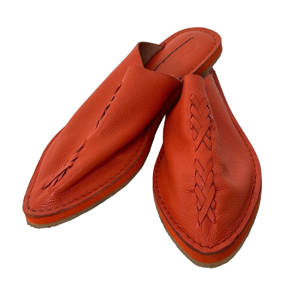 Free People Nova Flat Slip On Orange Mules Size 37